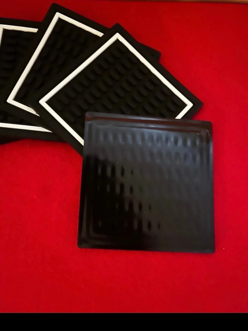 Classic Black White Border Coaster Set